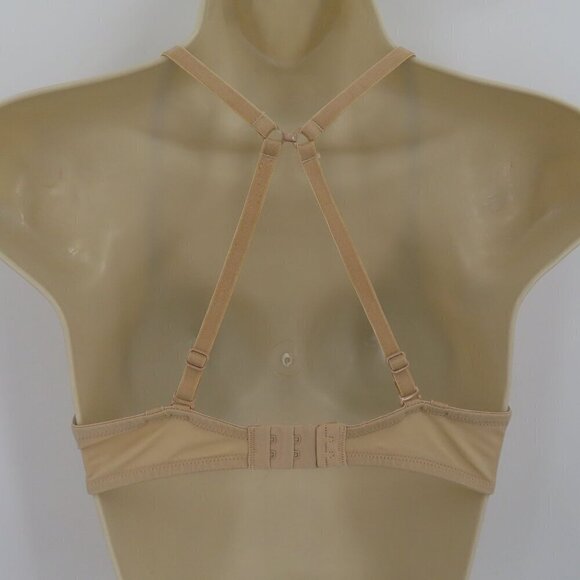 Lily of France 34B Solid Beige Your Perfect T Shirt Bra Rhinestone Wire Lined - Picture 5 of 13